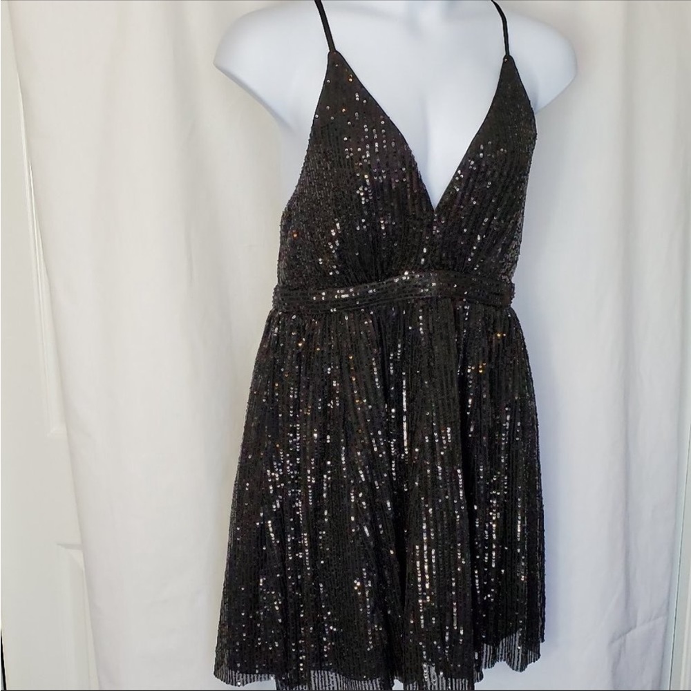 Plus size black sequin dress